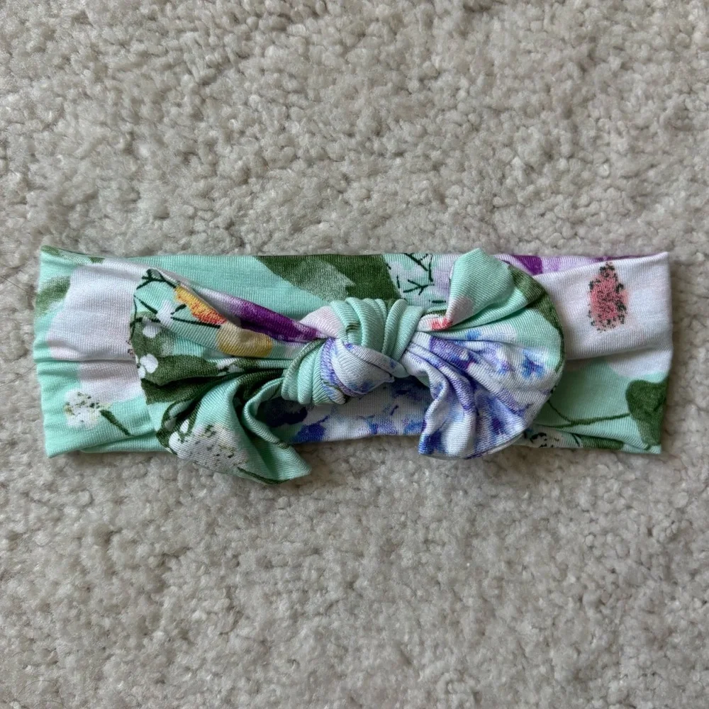 Posh Peanut Mint and Lavender Floral Headband Bow